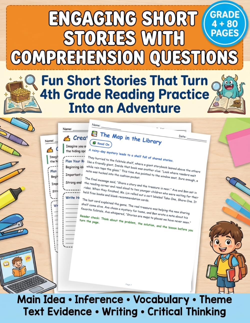 Engaging Short Stories with Comprehension Questions 4th Grade: Fun 4th Grade Reading Comprehension Practice with Short Stories, Vocabulary, Inference, ... Passages and Questions for Grade 4 Readers