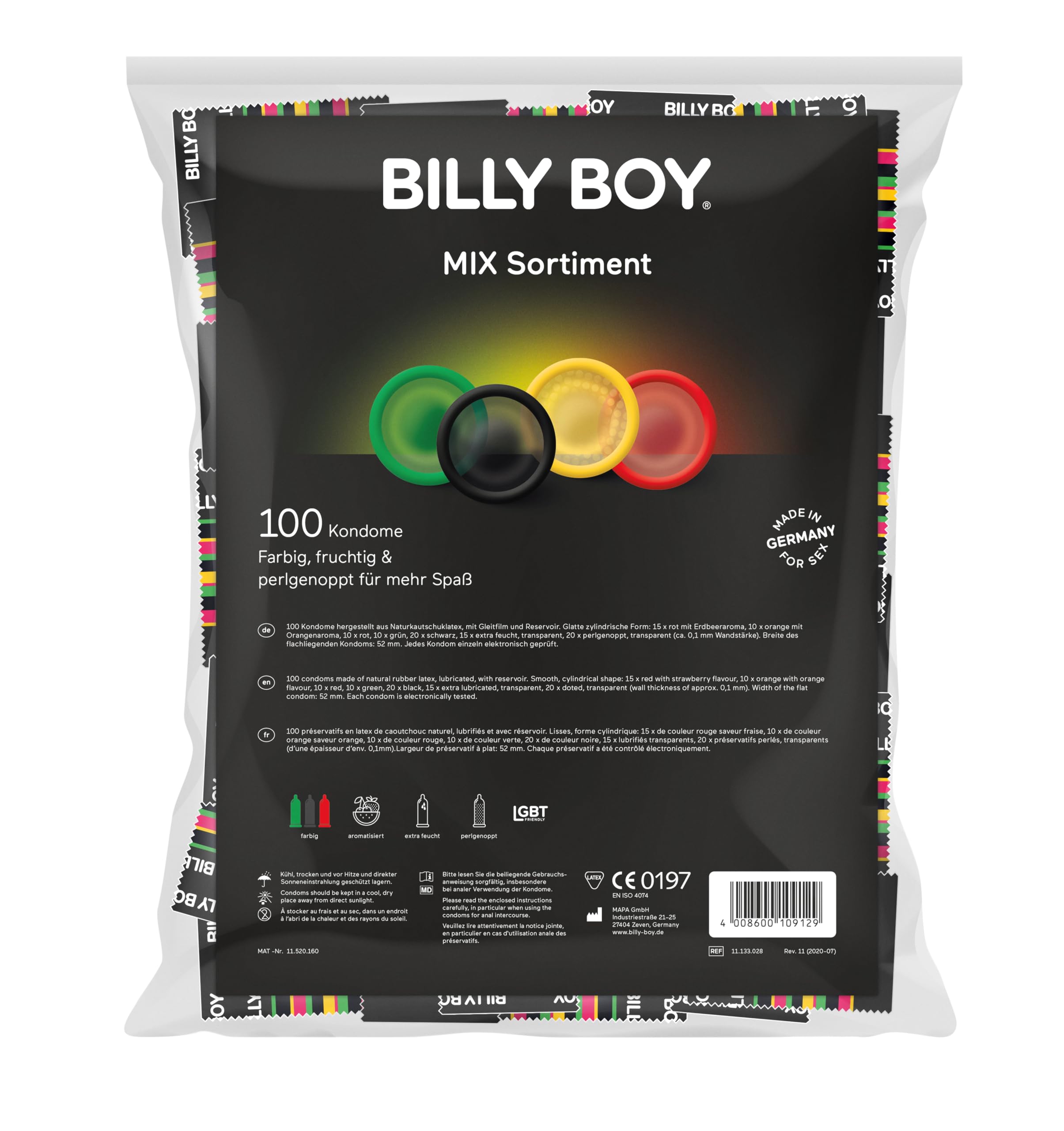 BILLY BOY Kondome, 100er Mix Beutel | 52 mm | ORIGINAL Passform