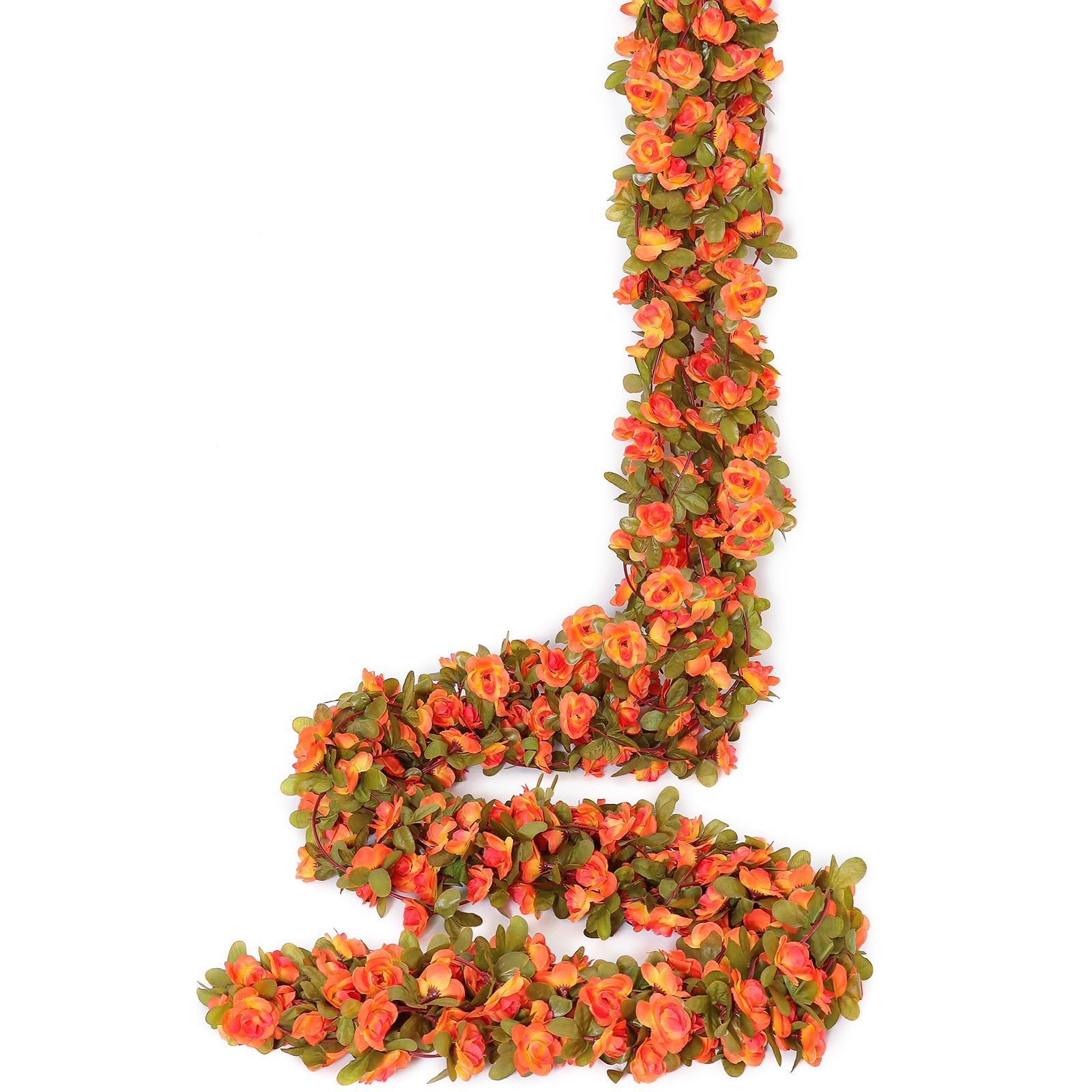 Weldomcor 5 Pack 2,45 m Guirnalda de Rosas Artificiales Flores Colgando Flores De Seda Colgante Al Aire Libre Flores Artificiales Deco para Boda Arco Dormitorio Pared Decoración (Naranja)
