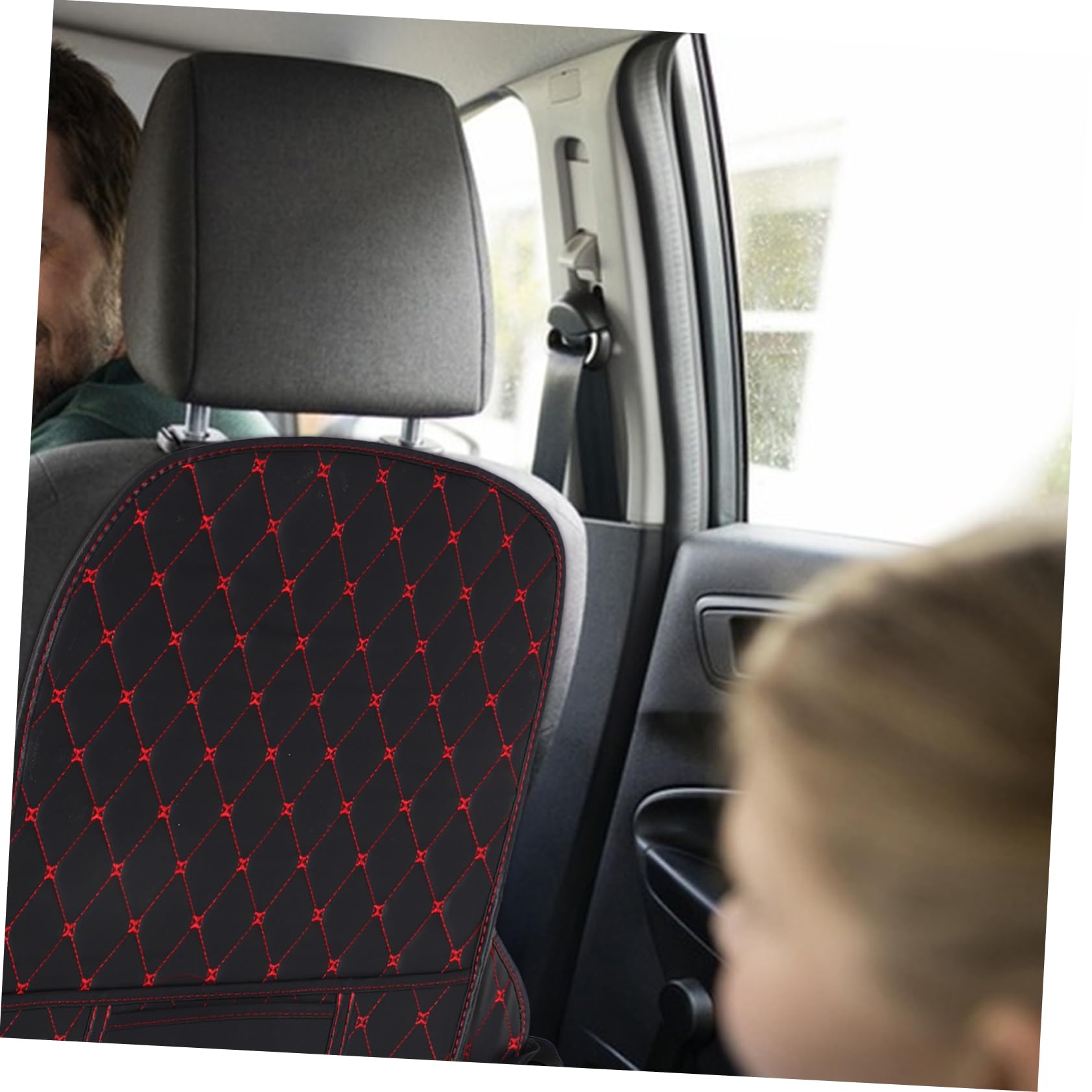 PRETYZOOM Auto Trittschutzmatte für Rücksitzlehne aus Pu Schwarz | Universelle Passform für Sitz und Lehne, Leicht zu Montieren und Entfernen, 2 Stück für Familien und Geschäftswagen