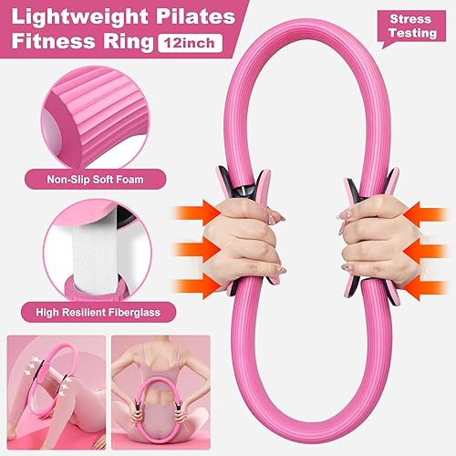 Miniatura 3 de Pilates Kit, Home Pilates Essentials Kit for Women, Pilates Equipment Ring and Ball Set, Magic Circle with 5 Resistance Bands, Hip Thrust Belt &