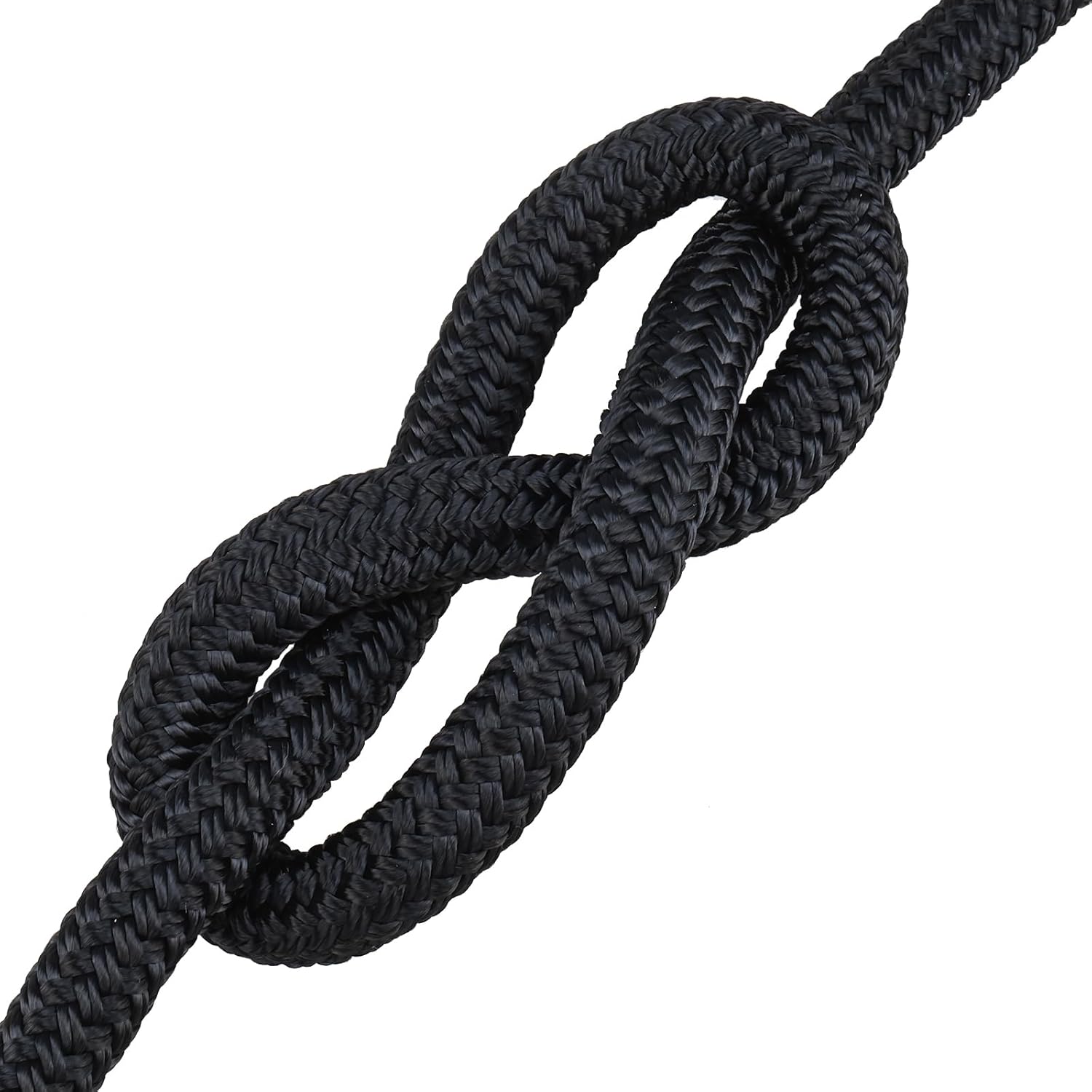 Yaegoo 4 Pack Black Double Braided Nylon Dock Lines 5/8" x 20' with 15" Eyelet, Double Braided Boat Lines with Loop Docking, Black