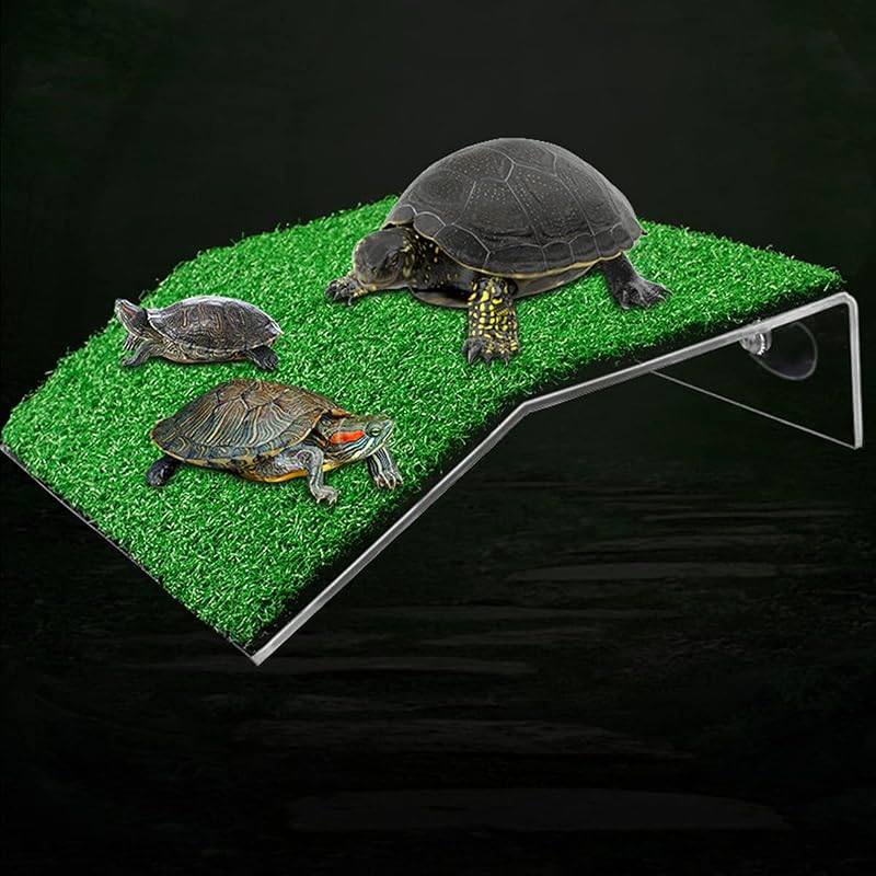 Plataforma de Descanso para Tartarugas DoubleWood com Grama Artificial e Rampas, Grande
