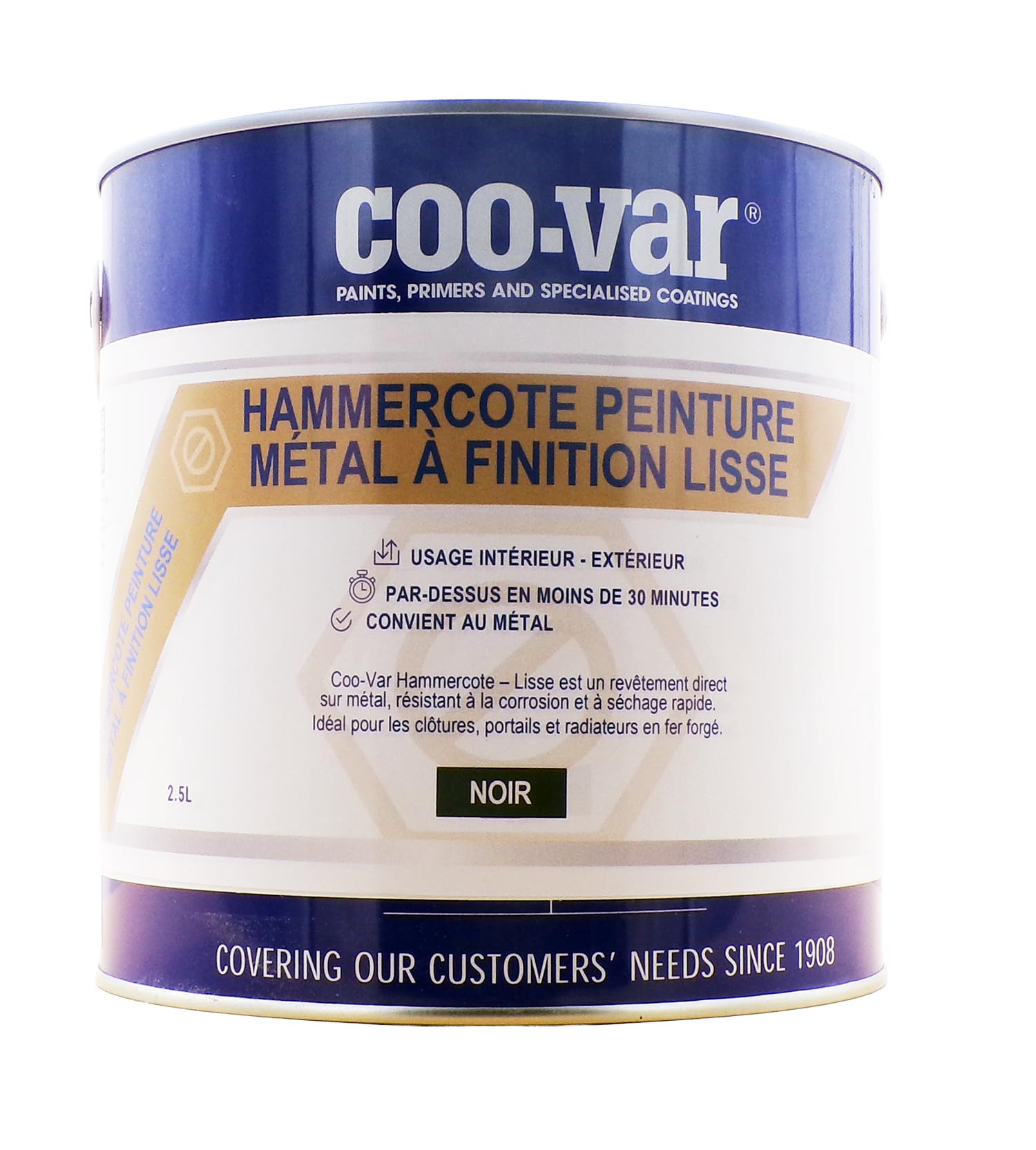 Coo-Var Pintura metálica lisa antioxidante - exterior e interior - Negro 2.5L