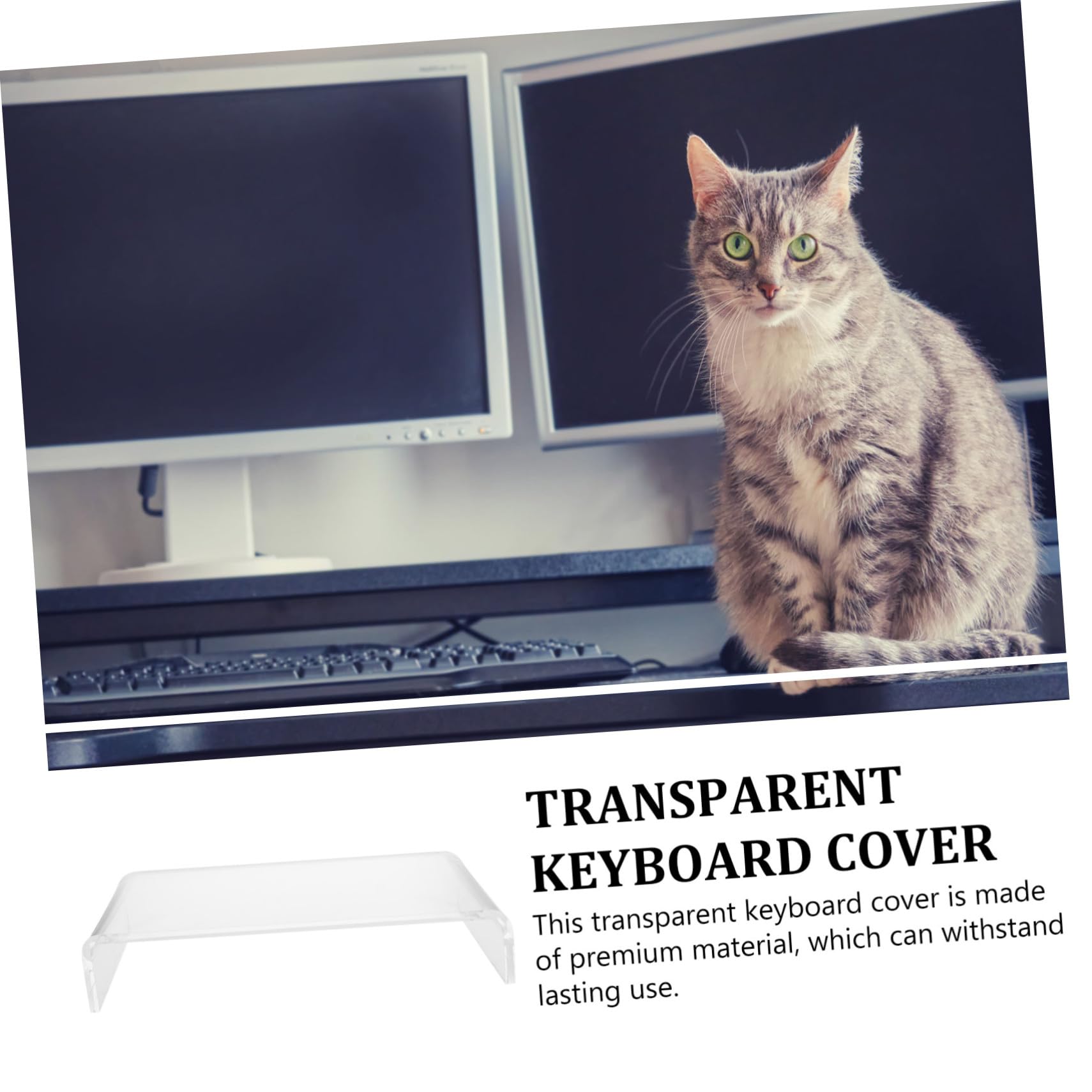 Copertura per Tastiera in Acrilico Trasparente Anti-Gatto Rimovibile Supporto Elevatore Salvaspazio per Protezione e Organizzazione Desktop