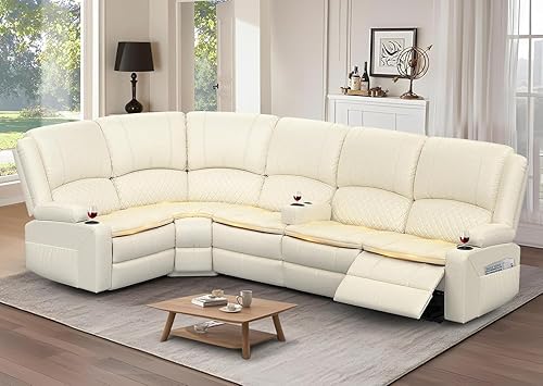 Miniatura 37 de Juego de sofá modular reclinable manual, 7 asientos, sofá modular reclinable esquinero de terciopelo holandés suave, sofá reclinable en forma de L