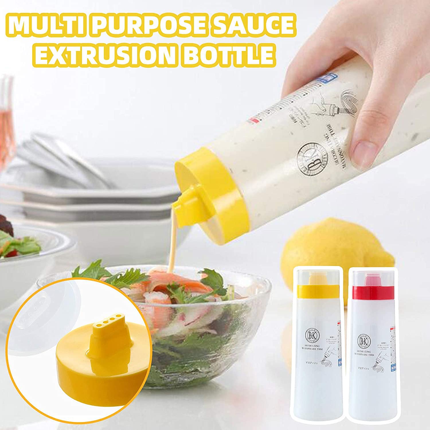 Porous Squeeze Bottles,2Pack 4Hole Plastic Condiment Squeeze Bottle