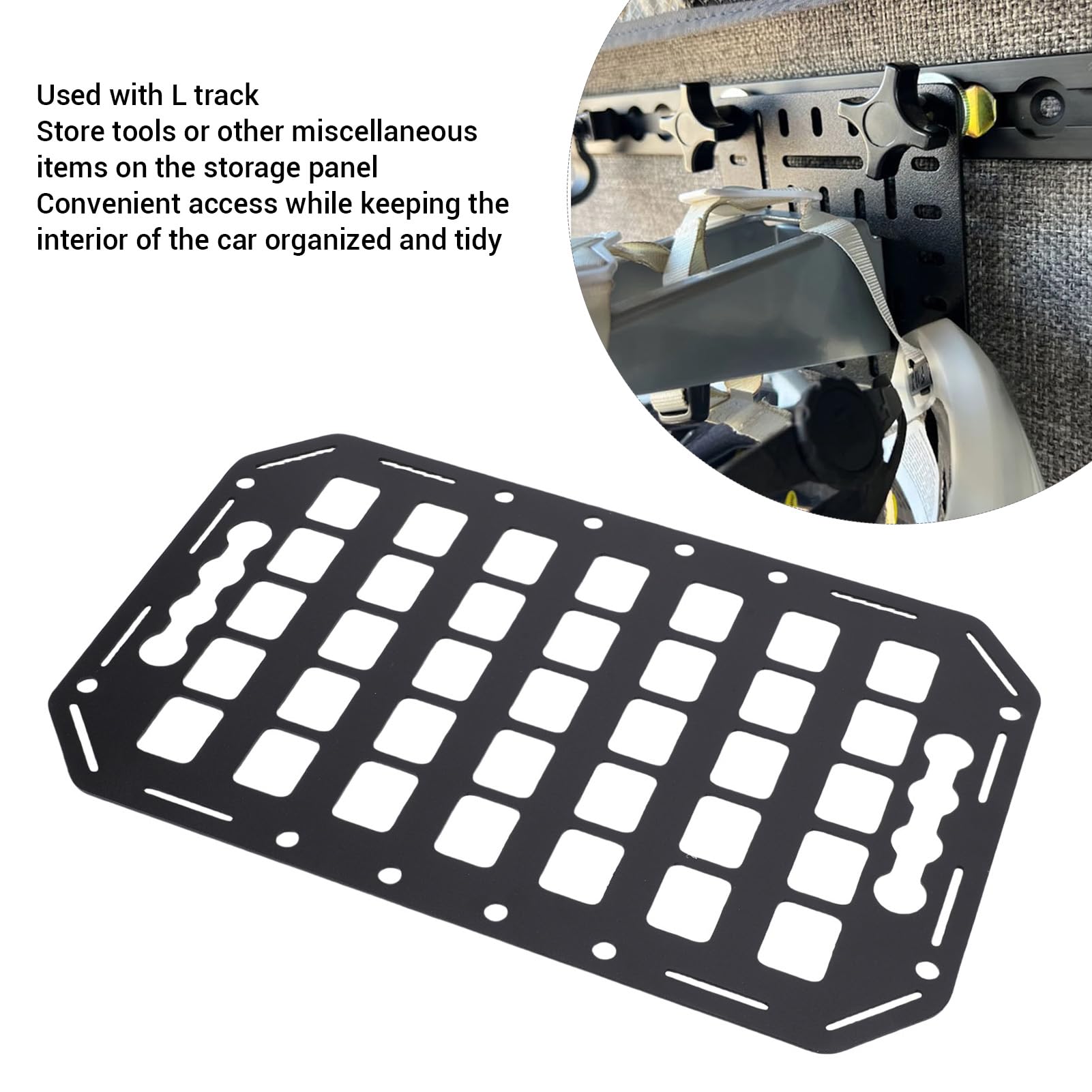 Haofy L Pista Molle Panel Camion Letto Molle Rack Alluminio 15x9.25x 0.08in con Fori Multipi per L Rail Tool Storage Cars SUV Pickups Camion