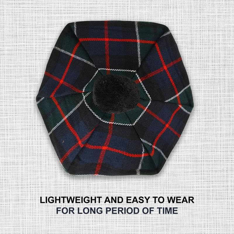 Image of Scottish Tam O' Shanter Hat Tartan Bonnet Pom Pom Wool Flat Cap One Size