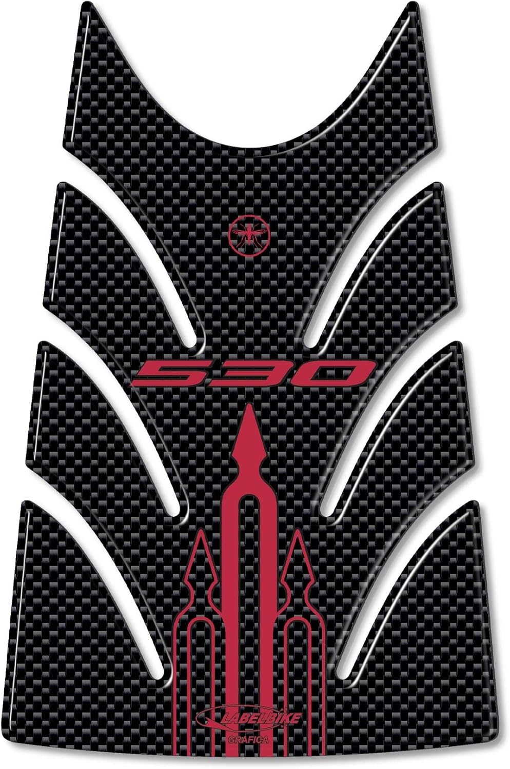 labelbike - 3D Sticker Motorcycle Scooter Fuel Tank Door Protection and Decoration in Resin Compatible with Yamaha Tmax 530 2012-2016 - Color Carbon Red Ergal