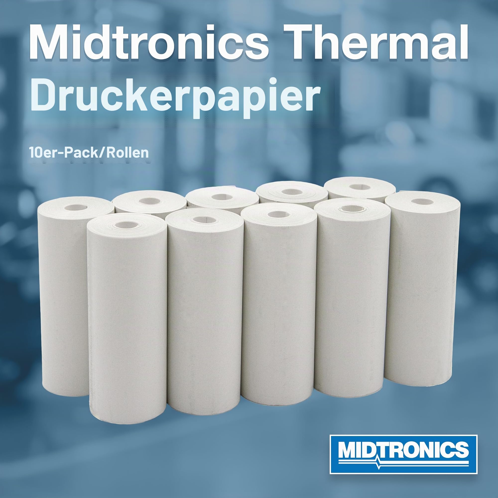 Midtronics A401 Drucker-Thermopapierrolle, 10 Stück, für DSS-500 und CPX-900 Modelle
