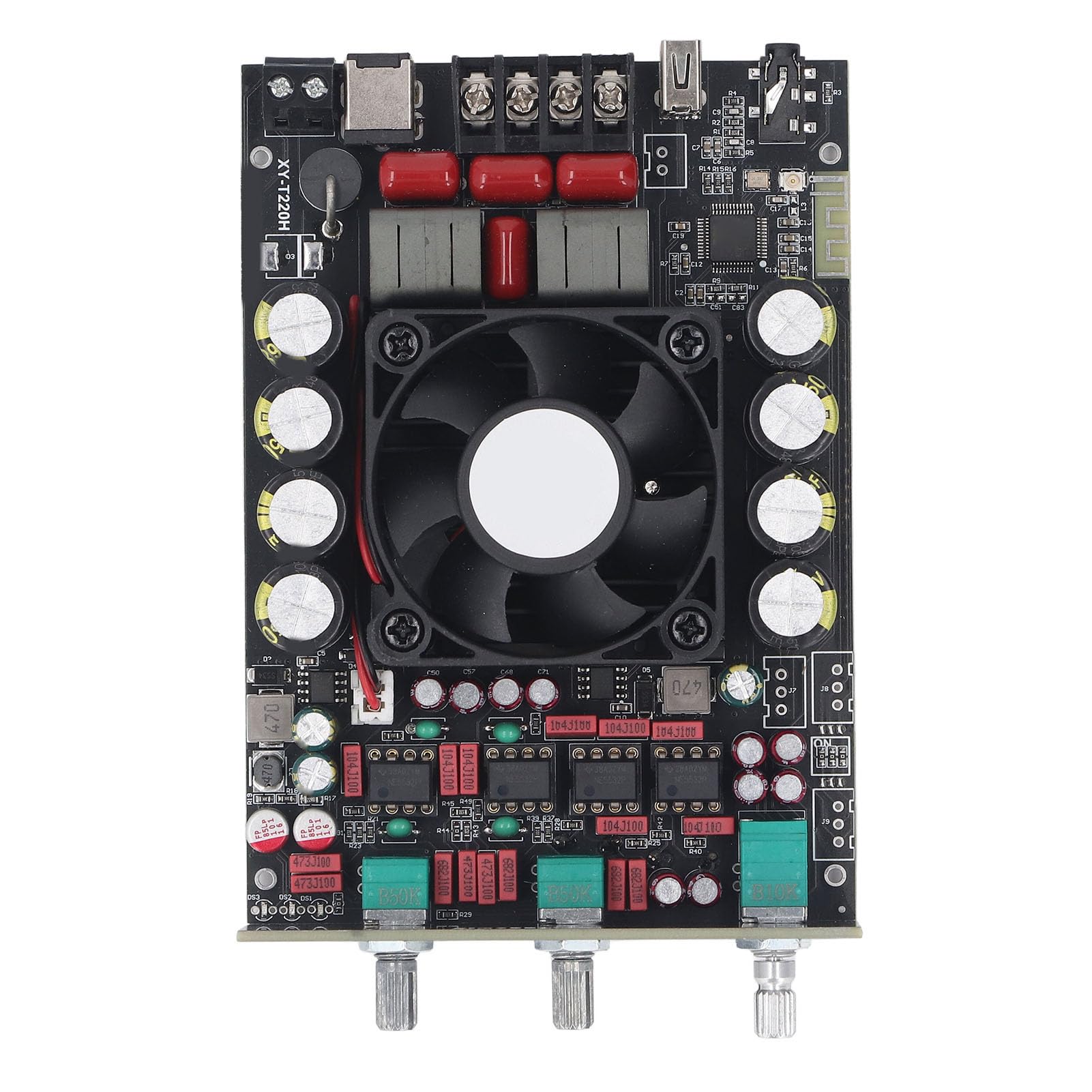 Placa Amplificadora Bluetooth 5.2, Módulo Amplificador de Potencia de Doble Canal de 220 W con Control de Agudos y Graves, para Teléfonos Inteligentes, Televisores y Portátiles