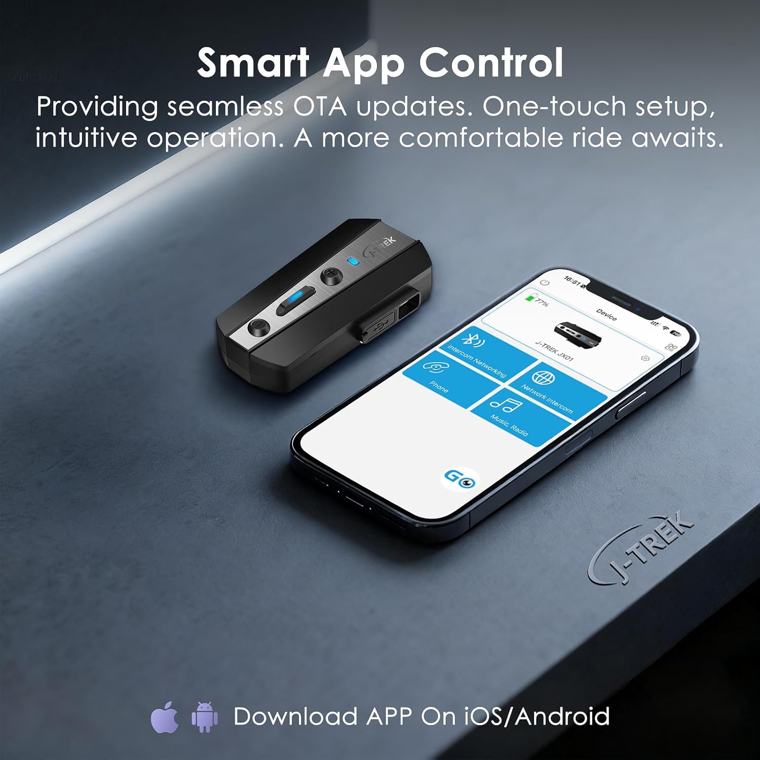 JX01 Motorcycle Bluetooth Headset with V5.4, 8-Way Motorcycle Helmet Bluetooth Headset with 40mm Speakers, aptX Audio, App Control & Updates, Triple Noise Cancellation, 1 Pack