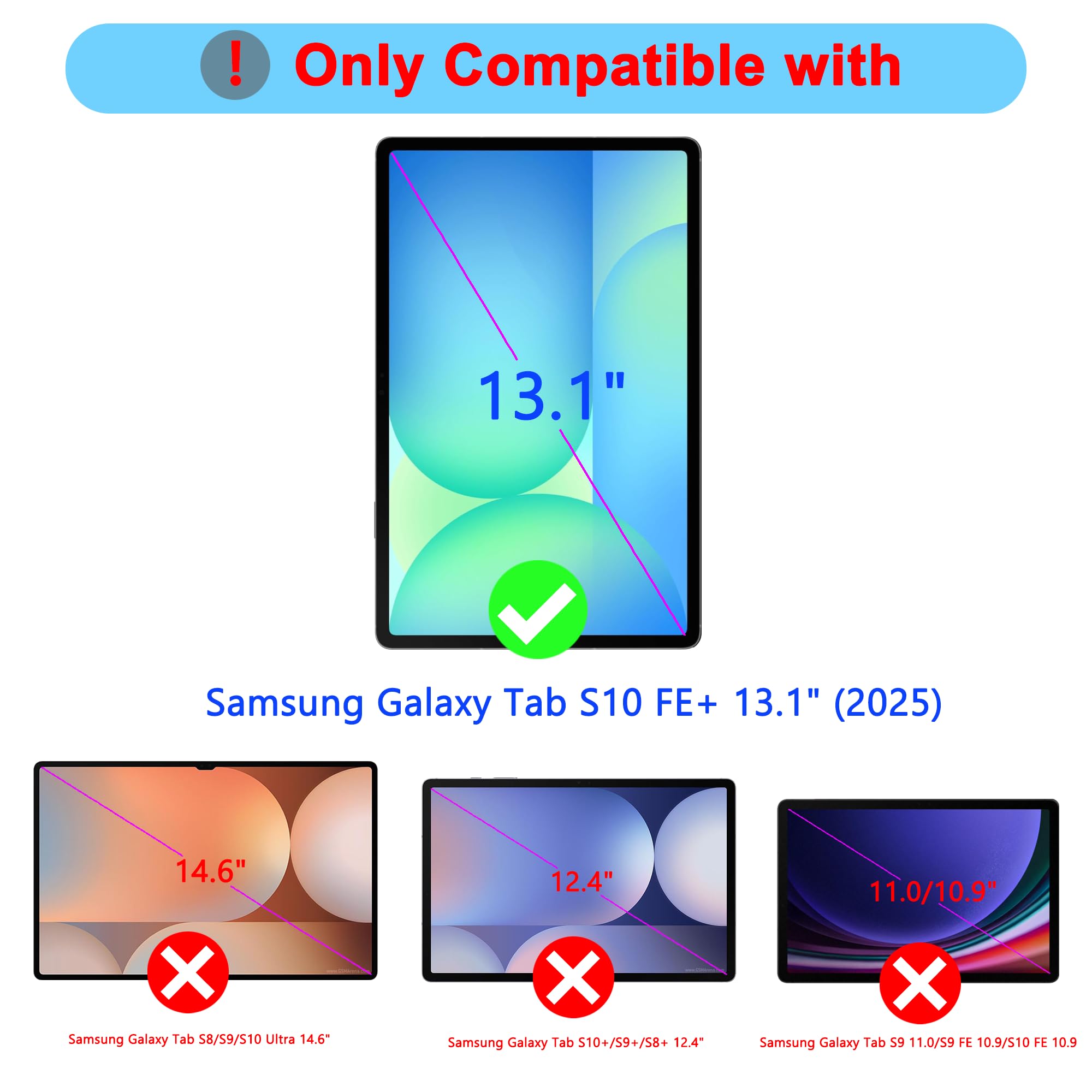 für Samsung Tab S10 FE+ Plus 13.1 Zoll Hülle mit Tastatur mit Trackpad | 7 Farben RGB Hintergrundbeleuchtung, Touchpad, DeX-Taste, Pen Halter, Abnehmbare Tastatur, Deutsches QWERTZ-Layout, TPU-hülle