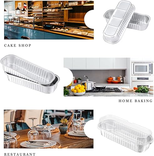 Miniatura 6 de EUSOAR Creme Brulee Ramekins, 25 piezas de 6.8 onzas, 6.5 x 2.5 x 1.2 pulgadas, papel de aluminio plateado para hornear tazas con tapas, moldes