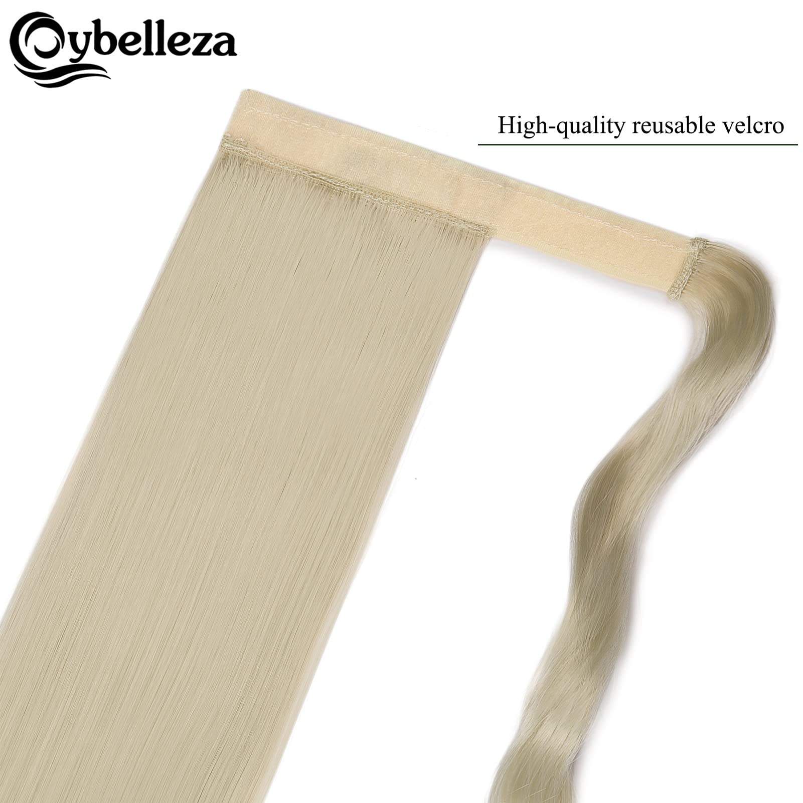 55cm Coda Capelli Extension Lisci Coda di Cavallo Extension Coda Capelli Sintetici Naturali Lunghi Ponytail Wrap Around Posticci per Donna, Biondo Platino
