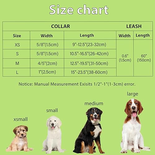 Miniatura 6 de HSIGIO Juego de collar y correa para perro, collares florales ajustables para cachorros con corbatín para perros pequeños, medianos y grandes (S,