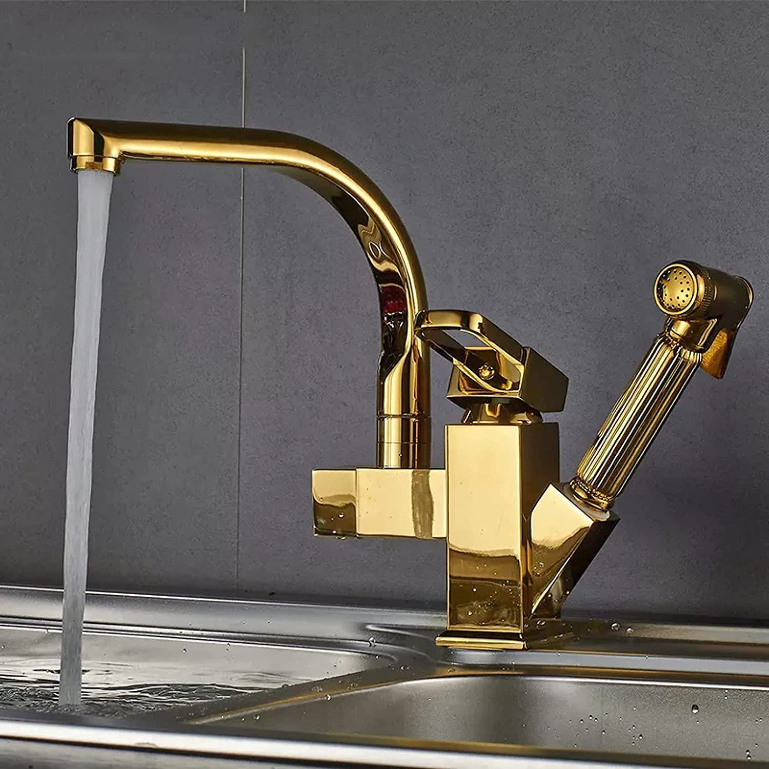 Robinet de cuisine en laiton extractible pour éliminer les éclaboussures