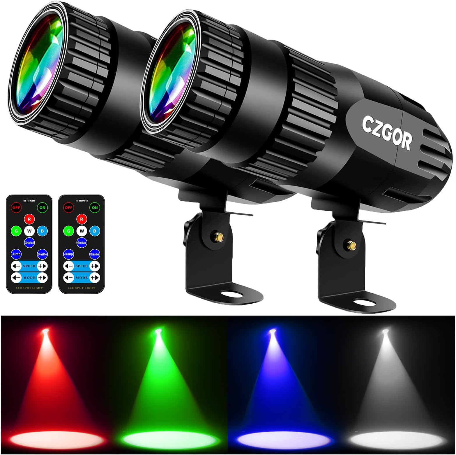 Led Pinspot Light 2 Pack, Czgor Disco Ball Spotlight 15W RGBW 4 in 1 Mini Mirror Ball Light with Remote Control Super Bright LED Pin Spotlight for Parties DJ Disco Club Bar Wedding