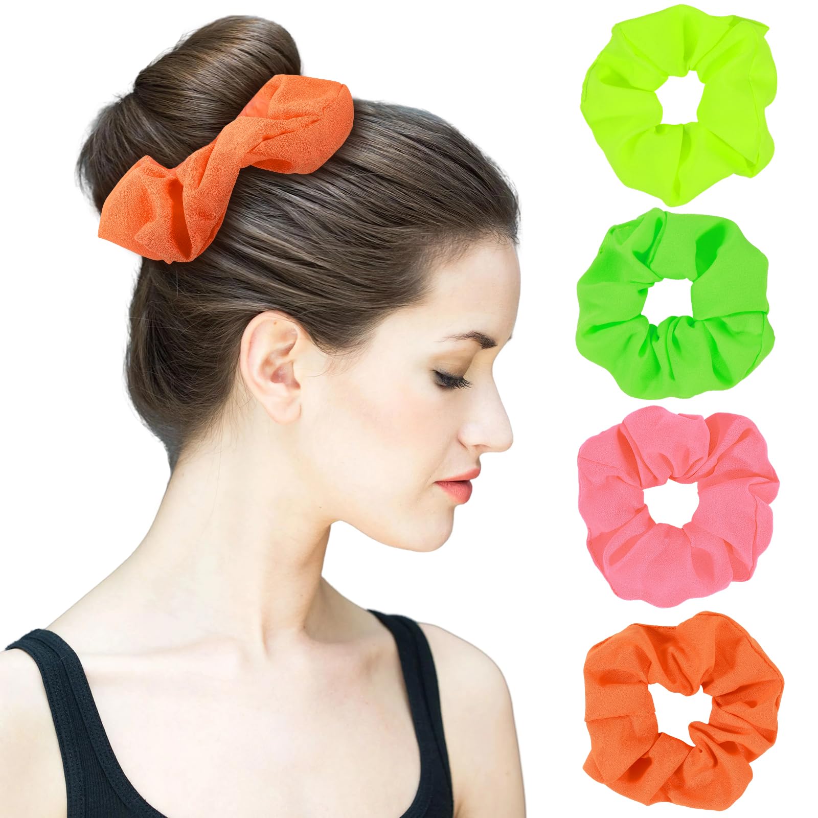 Neon Hair Scrunchies Neon Scrunchies for Hair 80s Accessory Party Outfits and Workout Costumes