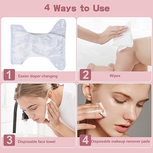 Miniatura 4 de Babygoal Forros de pañales de tela para bebé, 2 unidades, rayón de bambú para pañales de tela (200 hojas) 2BBT01