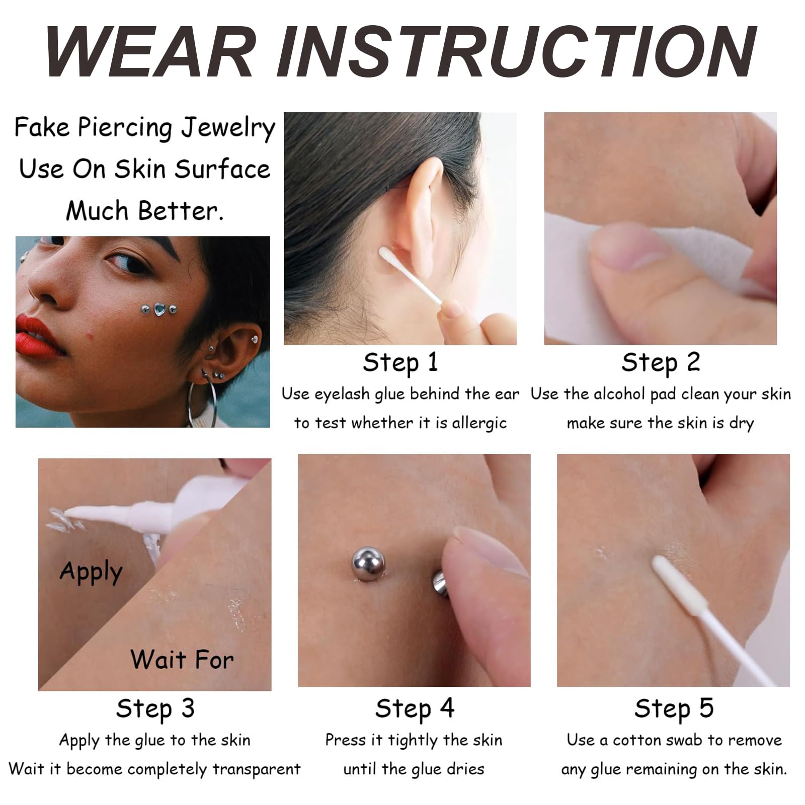 13 Teilig Fake Piercings Set, Inklusive Edelstahl Nasenpiercing Ring, Fake Lippenpiercing, Nasenring, Septum, Perfekt Für Einfache Anwendung Und Kreatives Styling