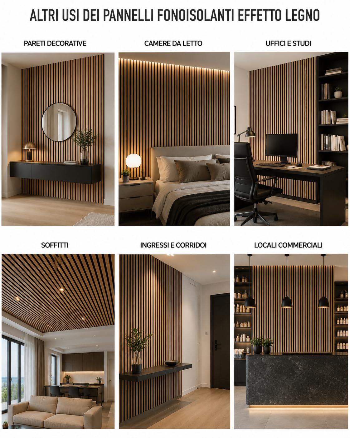 FUTURAzeta-Pannelli Acustici Decorativi in MDF 60x275 cm finitura TEAK– Doghe Flessibili Fonoassorbenti – Rivestimento Parete Design Moderno – Riduce Eco e Rumore – Facile Installazione