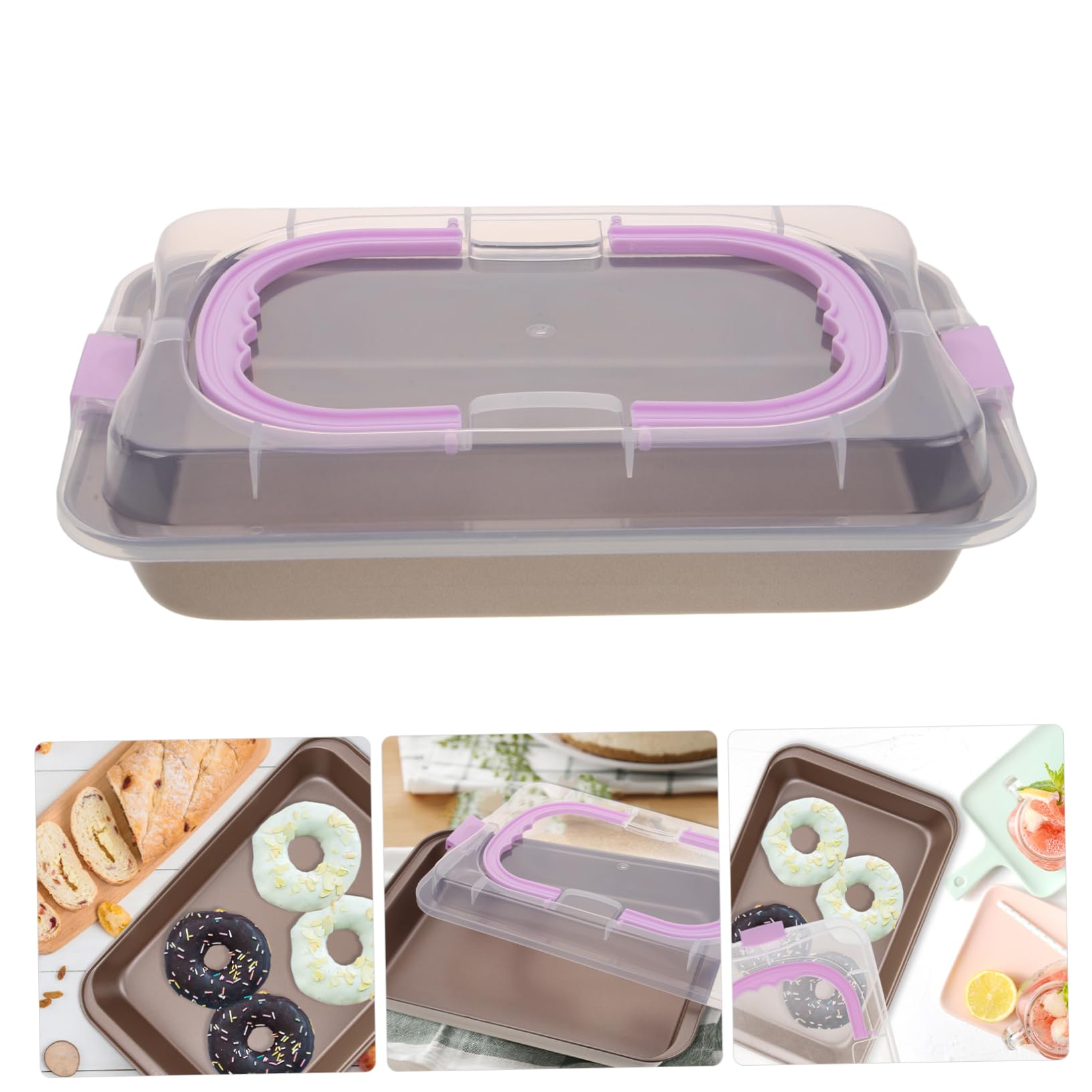 Mikinona Teglia Rettangolare Per Torte e Biscotti Con Coperchio Trasparente Antiaderente e Facile Da Trasportare Per Forno Di Casa e Ristoranti Perfetta Per Dolci e Snack