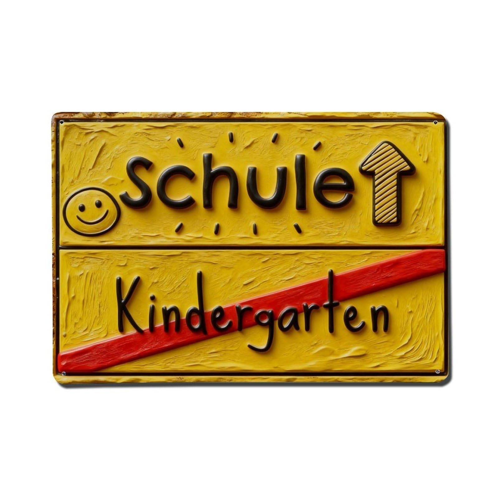 Schule Kindergarten German Vintage Metal Tin Sign Retro Wall Decor Poster, Ideal for Home Office Living Room Bar Man Cave, 8x12 Inch