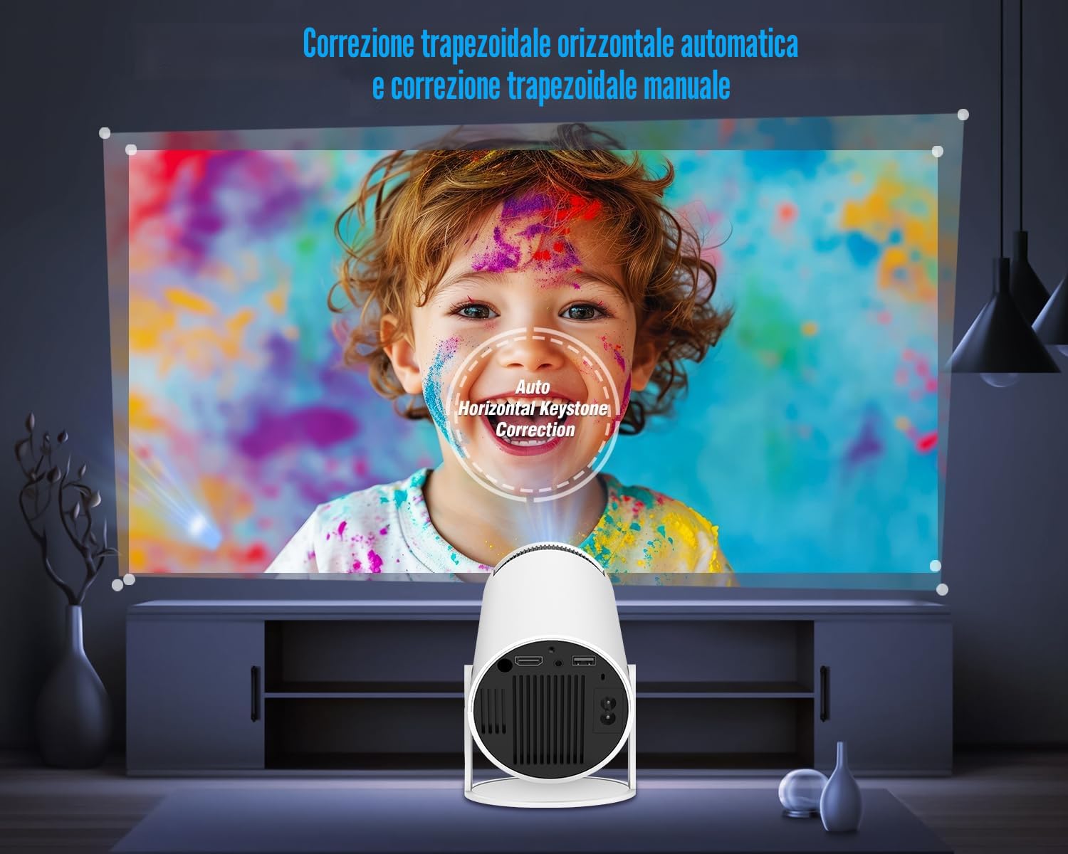 Alwtniet Mini Proiettore Portatile con Android 11, Videoproiettore 4K Support 200 ANSI 8000 Lumen, Proiettore Bluetooth 5.0 WiFi 5G, Rotativo a 180° per TV Stick, HY300