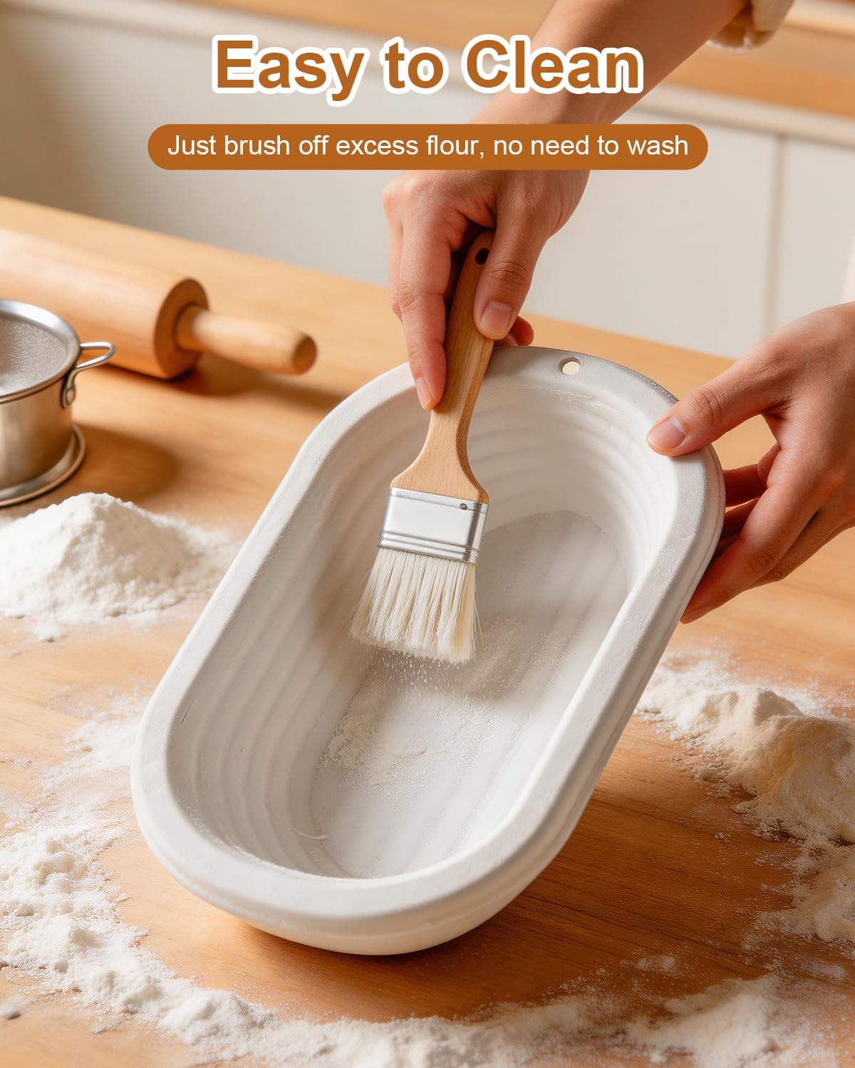 2 Pcs Banneton Bread Proofing Baskets, Sourdough Basket, Oval, 11 Inch