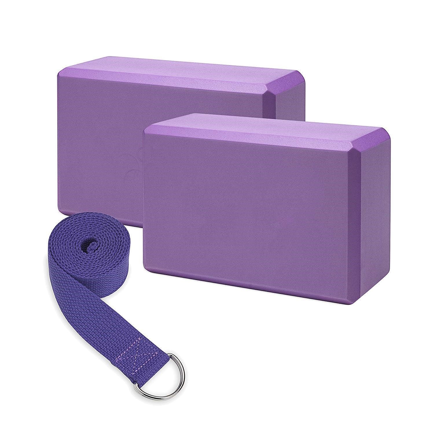 SACHI SPORTS Yoga Blocks with Yoga Belt High Density EVA Foam Brick Soft Non-Slip Surface Exercise Bricks Stability and Balance for Exercise, Yoga, Pilates-image-37