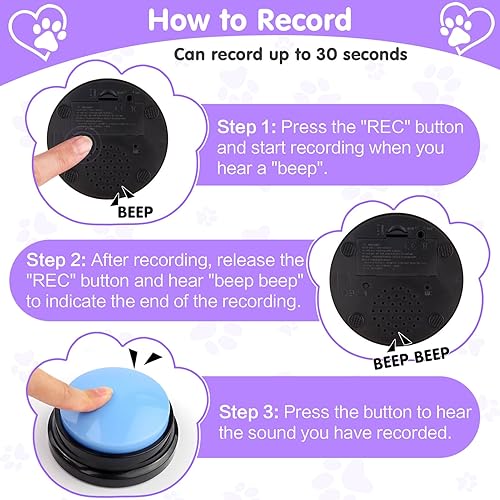 Miniatura 2 de Pycoal Botones para comunicación para perros, juego de 8 botones para hablar de perros, botones para mascotas parlantes para perros, botón de