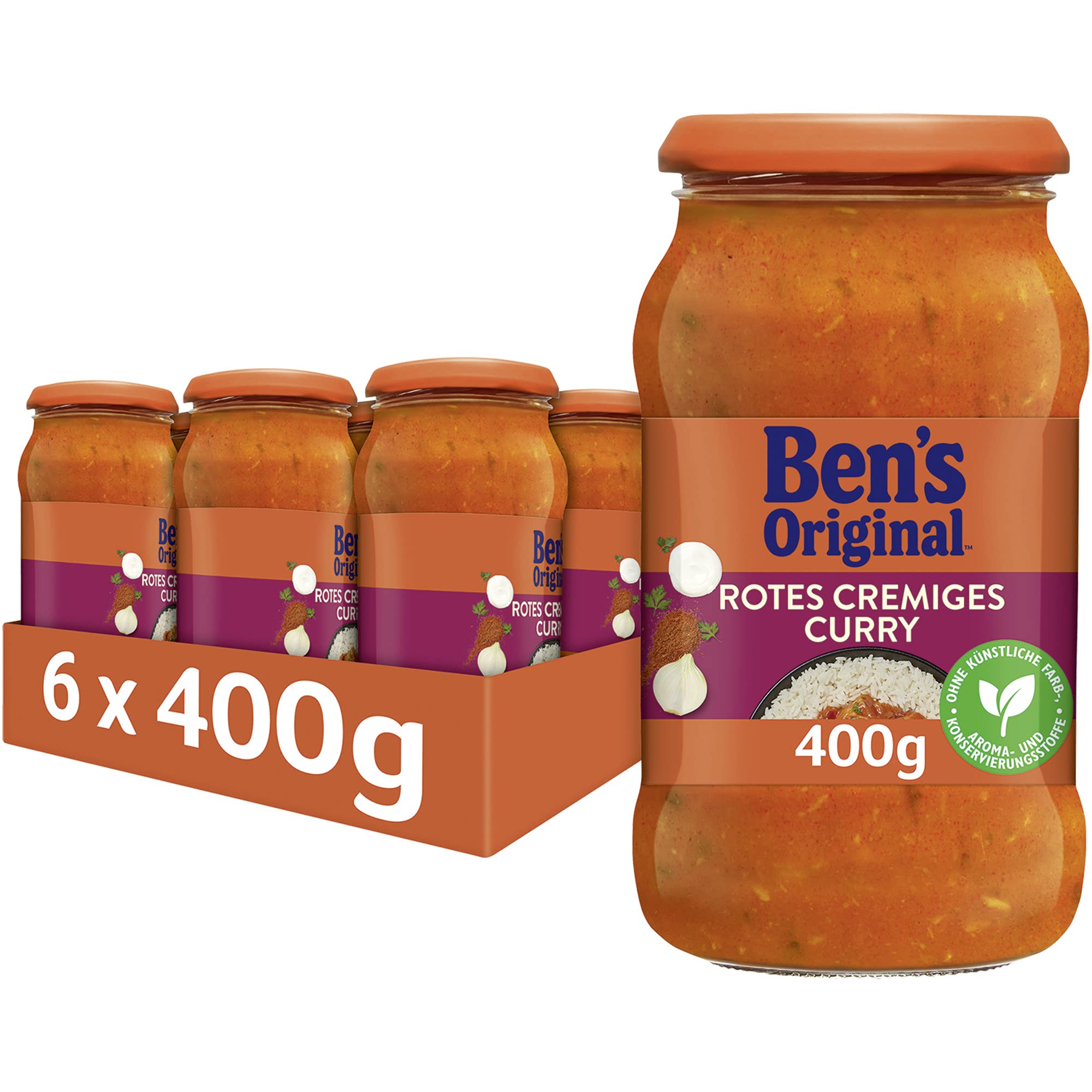 Ben's Original Sauce - Multipack - Süß-Sauer ohne Zuckerzusatz (6 x 395g) I Rotes Cremiges Curry (6 x 400g), 12 Gläser (6 x 395g I 6 x 400g)