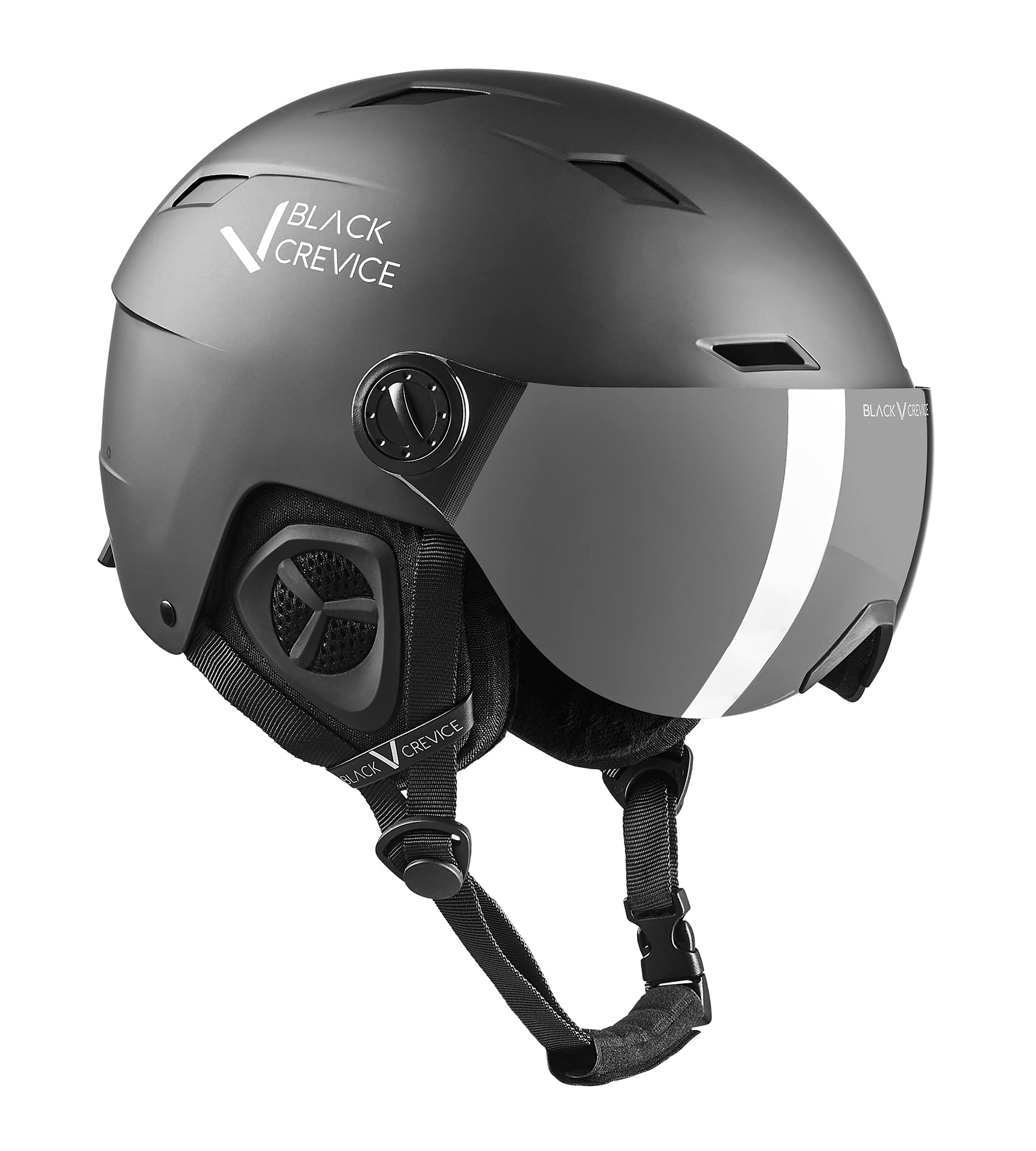 BLACK CREVICE Kirchberg Ski Helmet with Visor Black, L (58-61 cm)