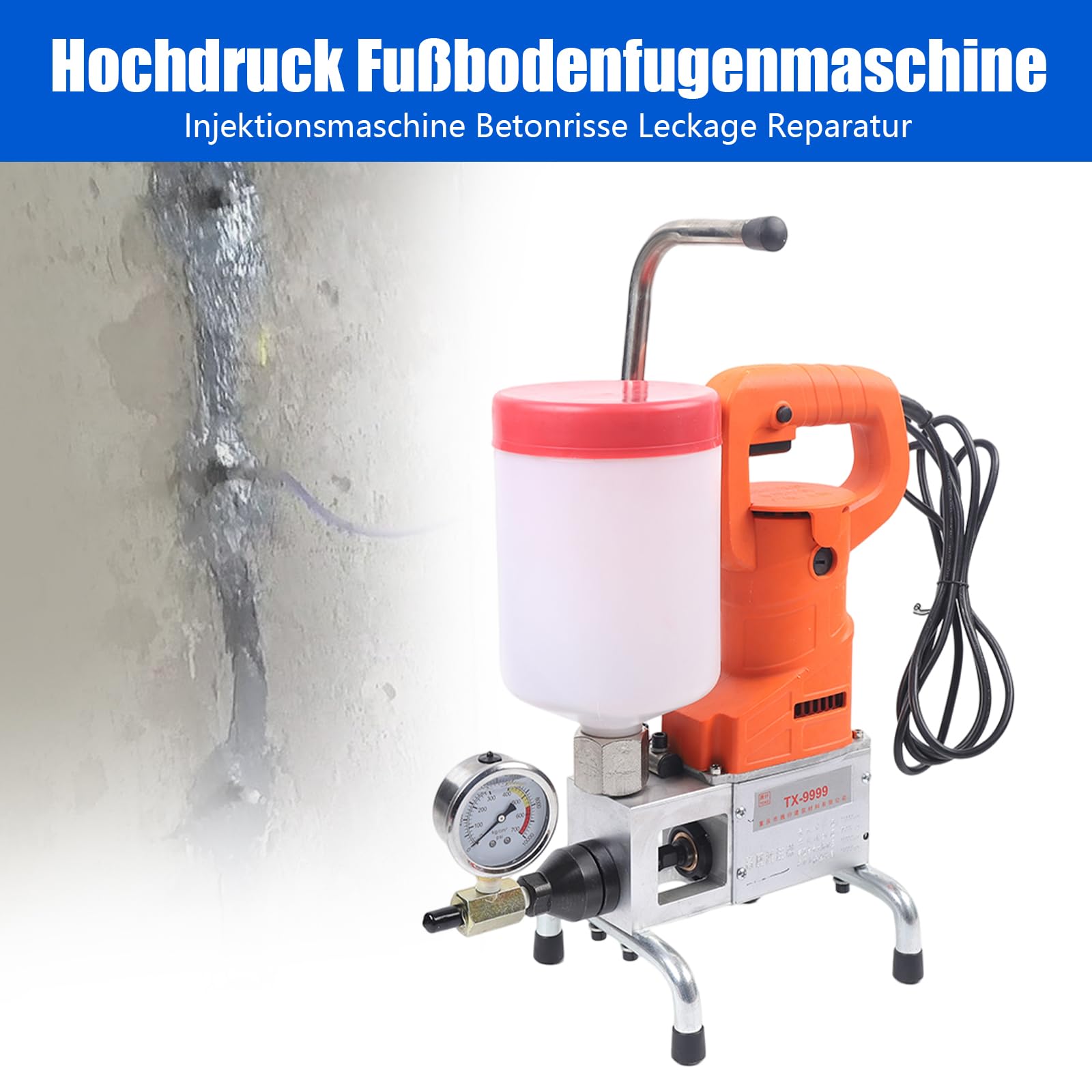 Pompa di iniezione ad alta pressione da 720 W, dispositivo di perforazione ad alta pressione con 10.000 psi, 220 V per efficace tenuta del calcestruzzo – pompa a getto ad alta pressione e perfusione