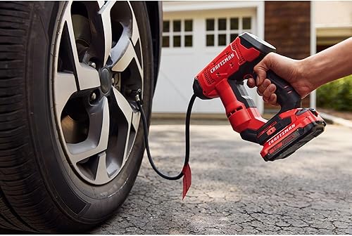 Miniatura 10 de CRAFTSMAN Compresor de aire portátil V20, inflador de neumáticos inalámbrico, bomba de neumáticos de hasta 150 PSI, con medidor de presión digital,