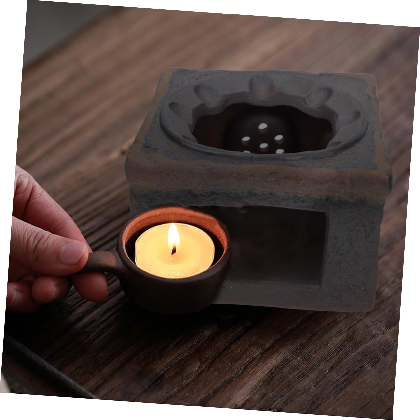COLLBATH Ceramic Teapot Warmer Retro Style Tea Heating Base for Home Office Sturdy Easy to Clean Tea Accessory Selected Materials Fine Craftsmanship