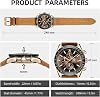 BENYAR By Men's Watch Brown Leather Strap Quartz Chronograph Watch Men Date Calendar Waterproof Watch Men's Sport with Blue/Black Dial