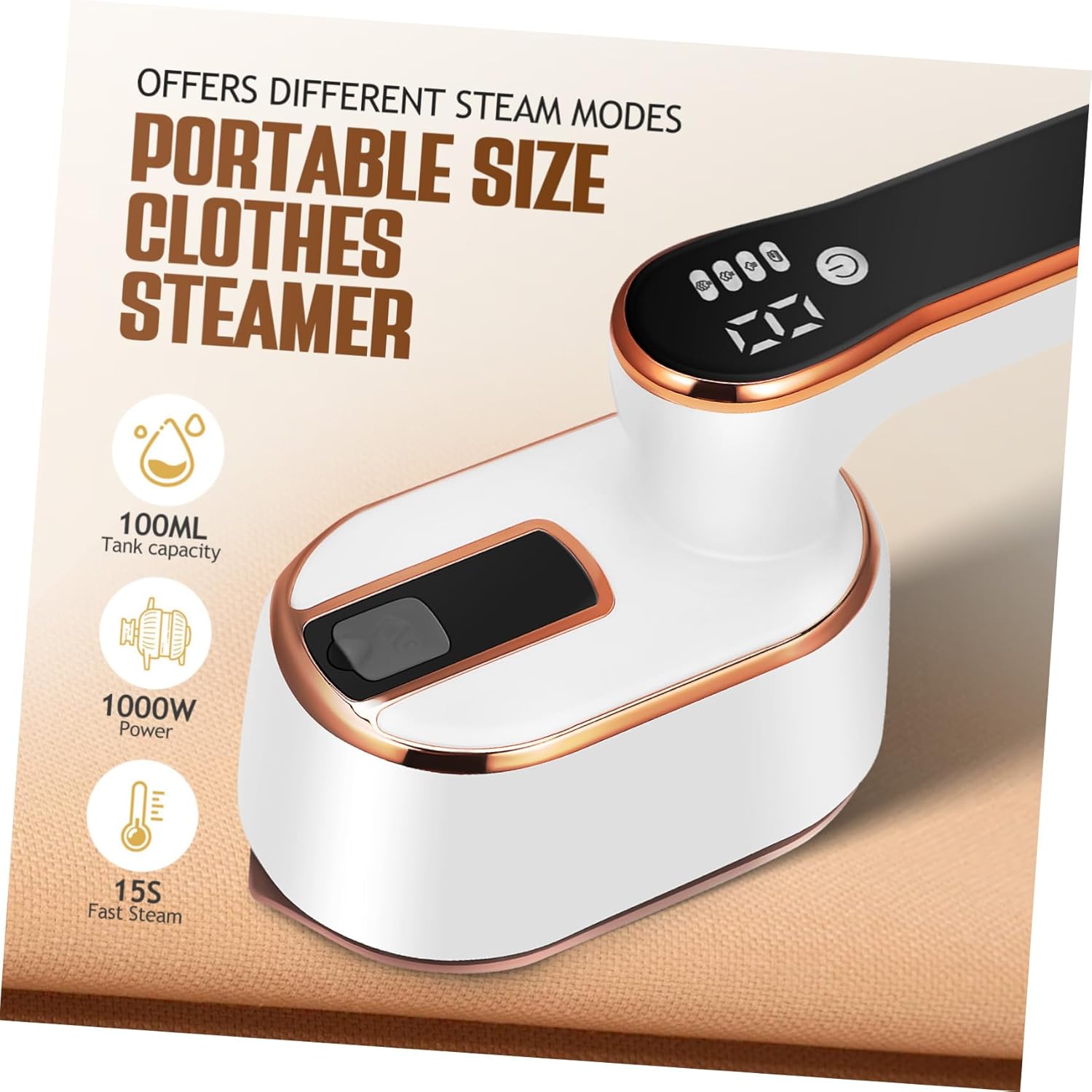 Wakauto Portable Handheld Garment Steamer with Large Water Tank Steam Settings and Folding Handle Compact Travel for Wrinkle Removal Various Fabrics Home and Office Plug