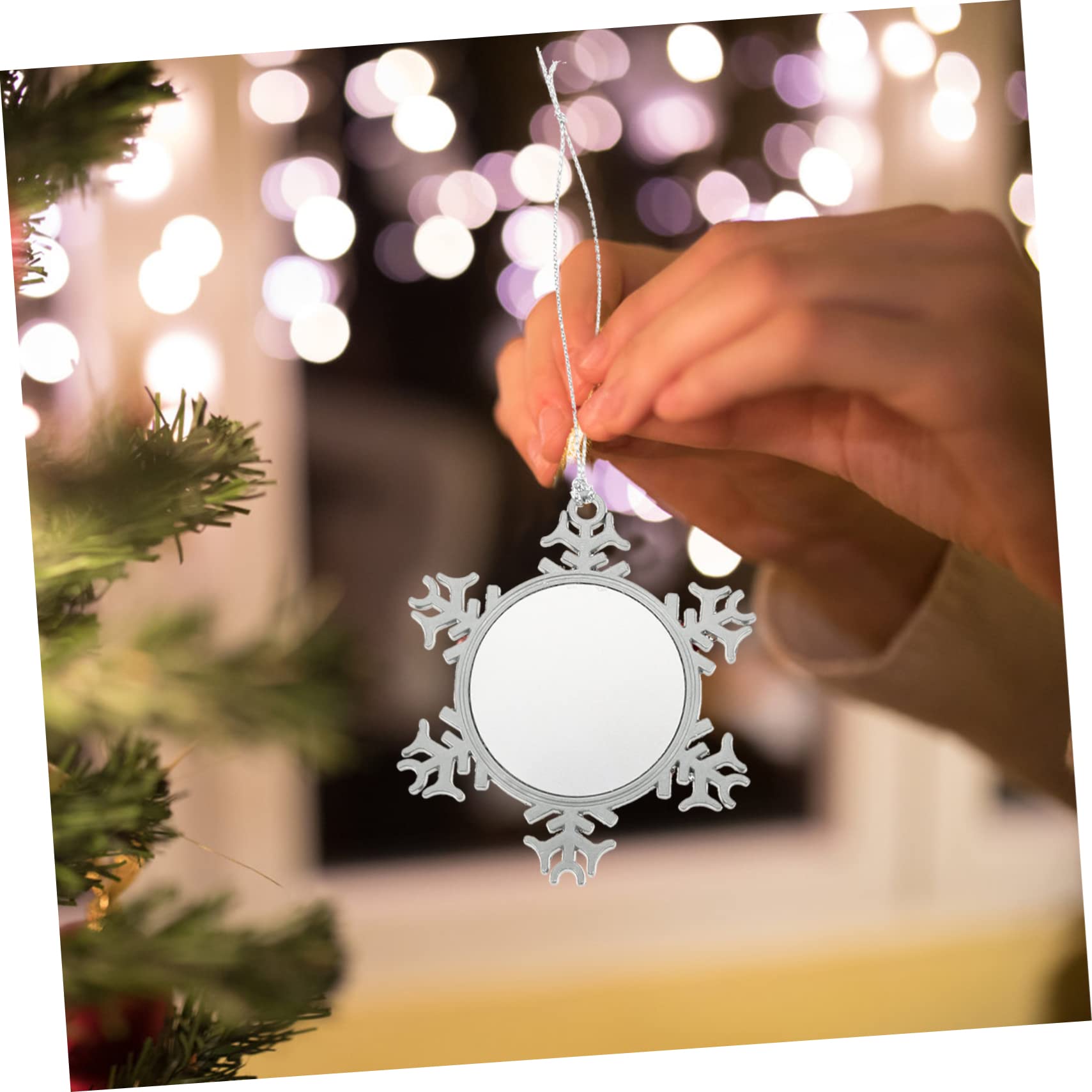 EXCEART 9 Piezas De Nieve De Sublimación Adornos Colgantes para Arbol De Navidad Adornos De Recuerdo DIY Adornos De Fotos para El Árbol Decoración Navideña Accesorios Aleación Metal