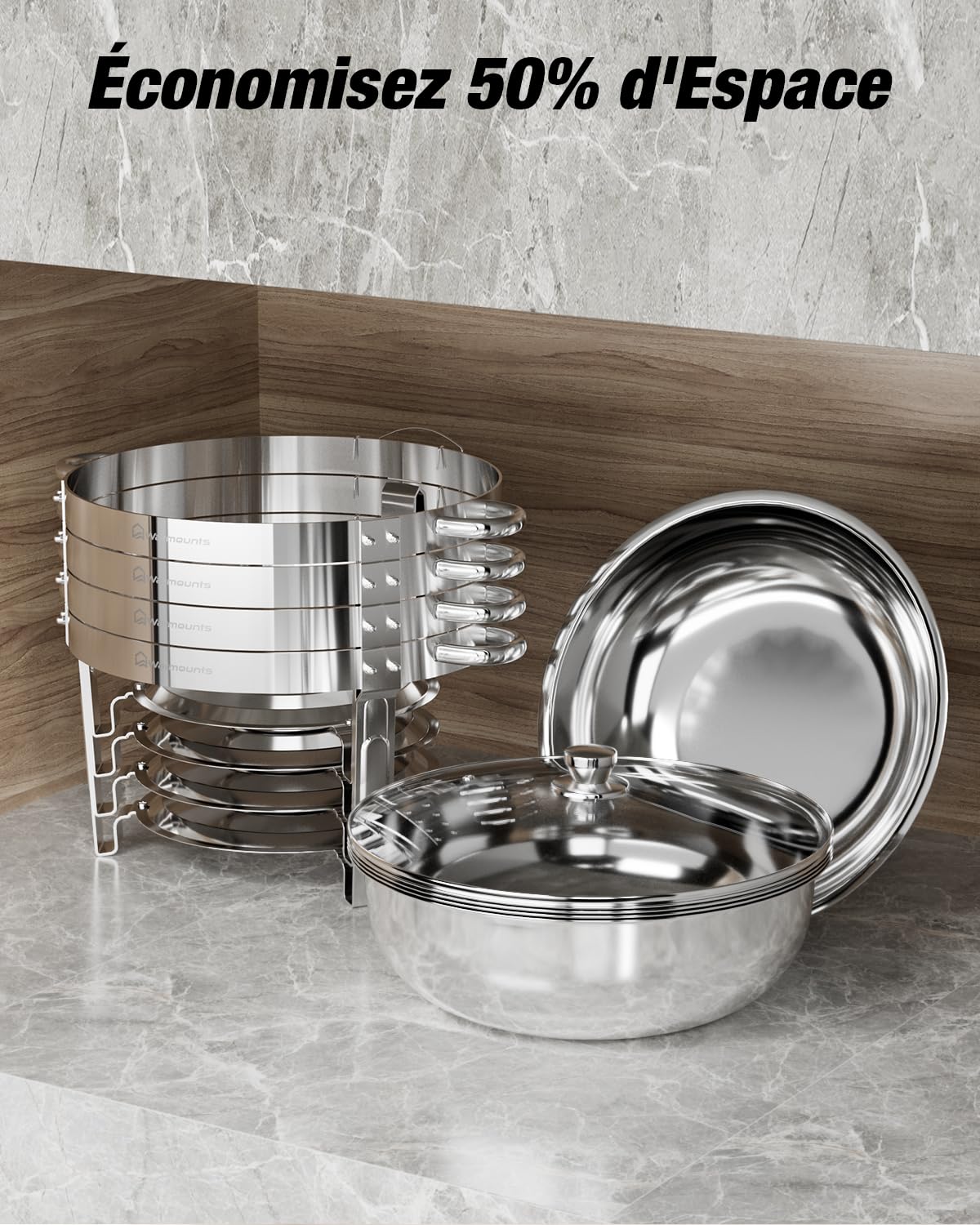 WARMOUNTS Lot de 4 Chafing Dish 5 L, Ronds Réchaud à Buffet avec Couvercle en Verre, Buffets Chauffants en Acier Inoxydable Idéal pour Fêtes, Événements, Mariages, Dîners, Noël et Camping