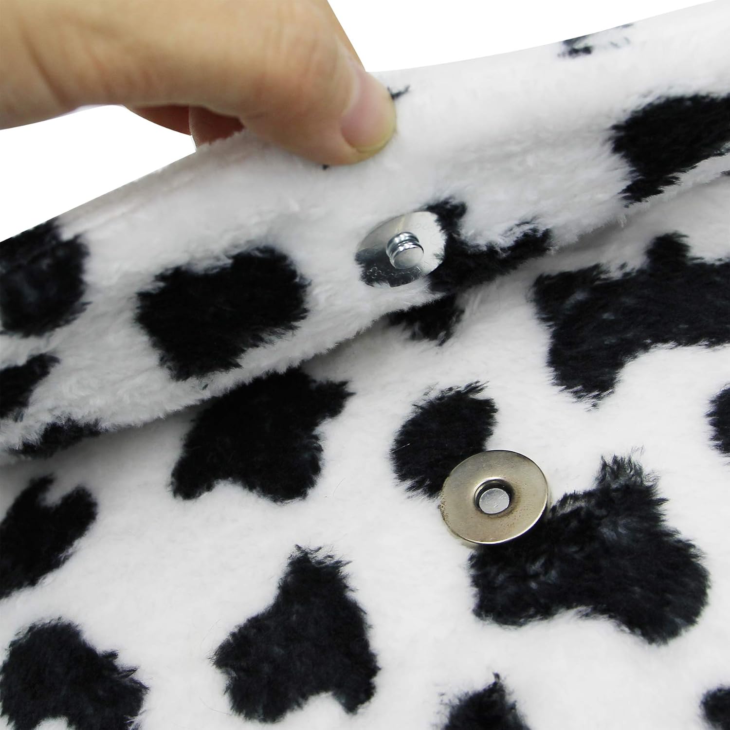 Women Faux Fur Shoulder Bag Fluffy Plush Handbag Leopard Cow Print Clutch Wallet with Chain Strap for Girls Ladies