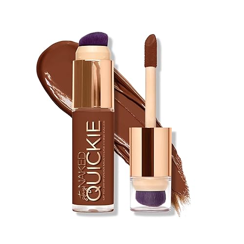 Miniatura 8 de Urban Decay Quickie Corrector impermeable de cobertura completa 24 horas, acabado mate natural, vitamina E hidratante, cepillo de pulido de doble