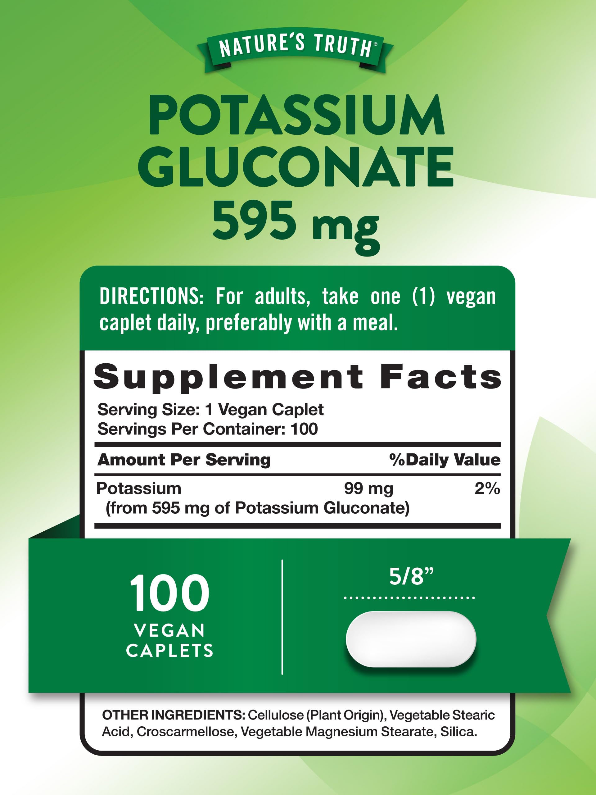 Nature's Truth Potassium Gluconate | 595mg | 100 Caplets — Amazon image 2