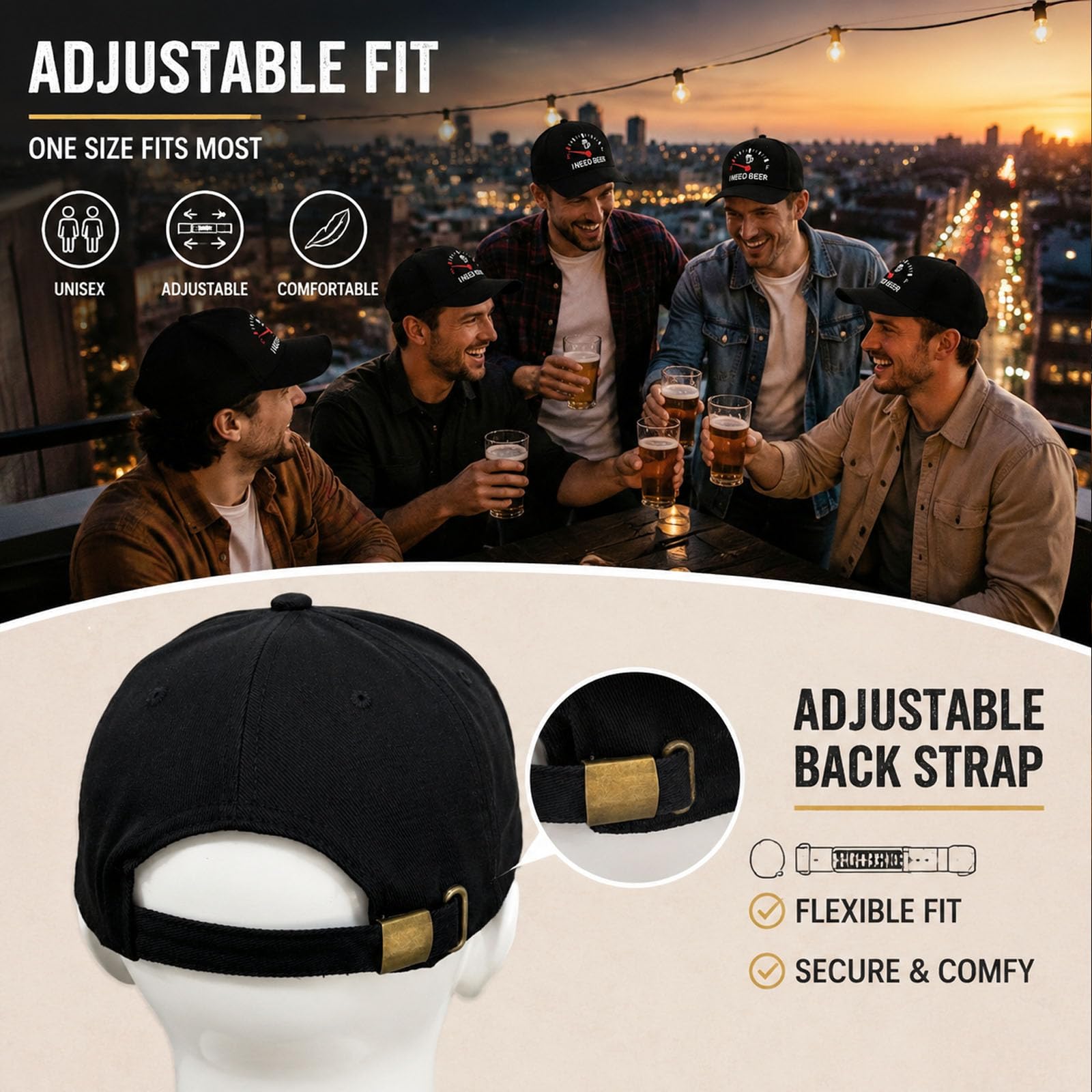 Ho Bisogno di Un Berretto da Baseball con Cappello da Birra | Cappello da papà vintage lavato regolabile per amante della birra, regalo per umorismo, cappello da festa per uomo e donna