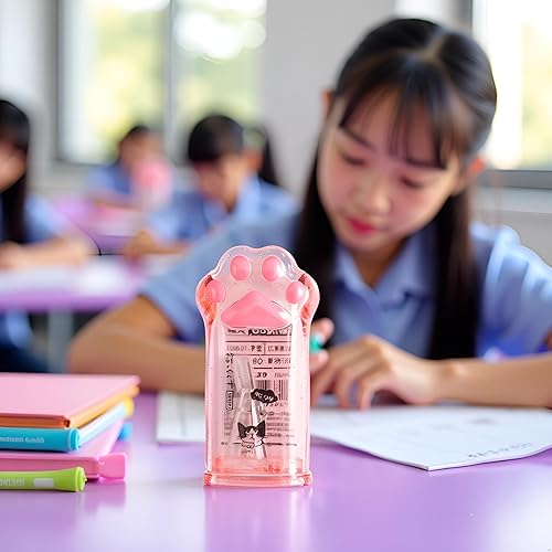 Miniatura 7 de Sacapuntas de pata de gato rosa, suministros escolares kawaii, premio para estudiantes, regalo para niños, sacapuntas kawaii, suministros escolares