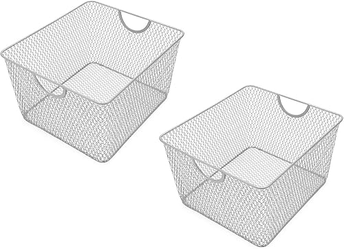 YBM Home Organizador de despensa de cocina, cesta de alambre para estantes, armarios, despensa, encimera, cesta de almacenamiento abierta de malla