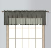 Vista 2 de Interior Trends 1 cenefa recta para cortina de ventana con bolsillo para barra de gasa transparente (18 pulgadas de largo, ladrillo)