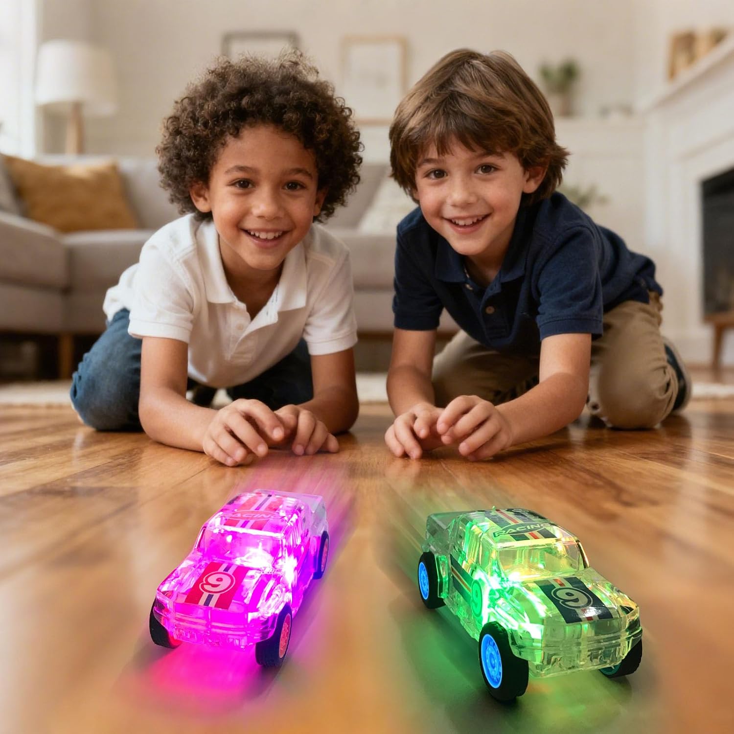 ZOHANINDL LED Light Up Pickup Truck Toys,Pull Back Cars Toy(2 Pack),Included,Suitable for Toddlers 3 4 5 6 7 8 Year Old Kids for Boys and Girls Birthday Easter Party Gift